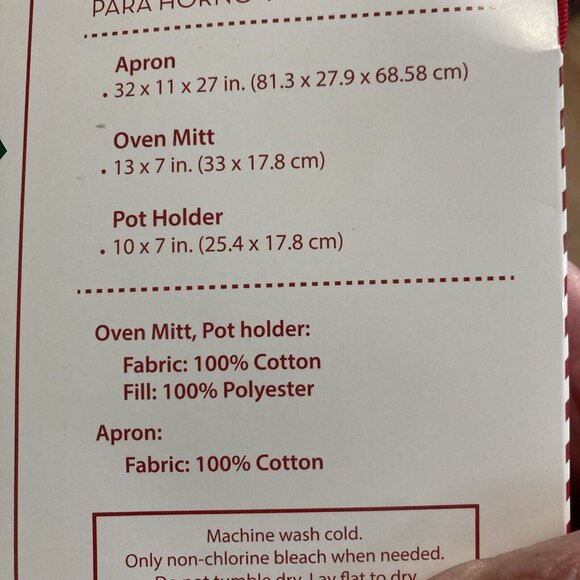 Apron Set Christmas Holiday Baking Oven Mitt Potholder Kitchen Merry Moments - Picture 10 of 11